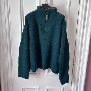 Vintage 1990’s Orvis Green Speckled Knitted Quarter Zip Sweater Gorpcore Size XL